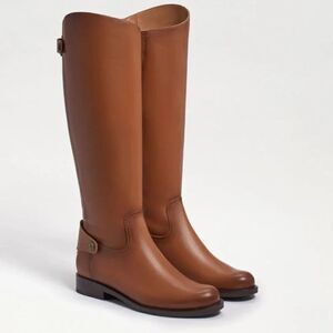 Sam Edelman Mikala Whiskey Brown Tan Leather Tall Riding Boots Women Sz 7.5 / 38